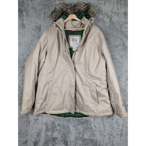 Eddie Bauer Premium Goose Down WinterEdge Jacket Men's XXL Hooded Full ZIP Beige